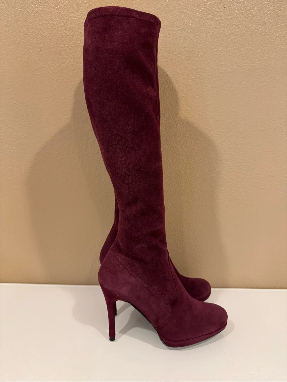 Stuart Weitzman Knee High Bordeaux Suede Boots